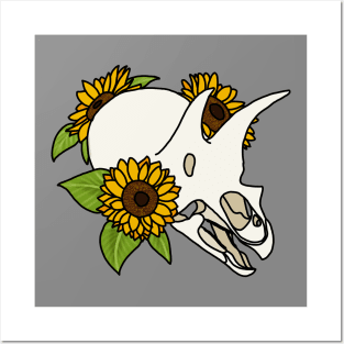 Triceratops and Sunflowers Posters and Art